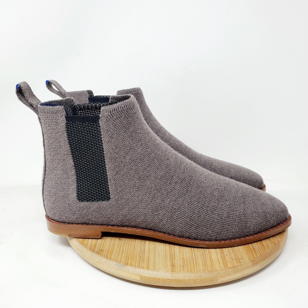 Rothys Merino Ankle Boots Womens 7 Cocoa Minimalist Lightweight Square Toe Shoes